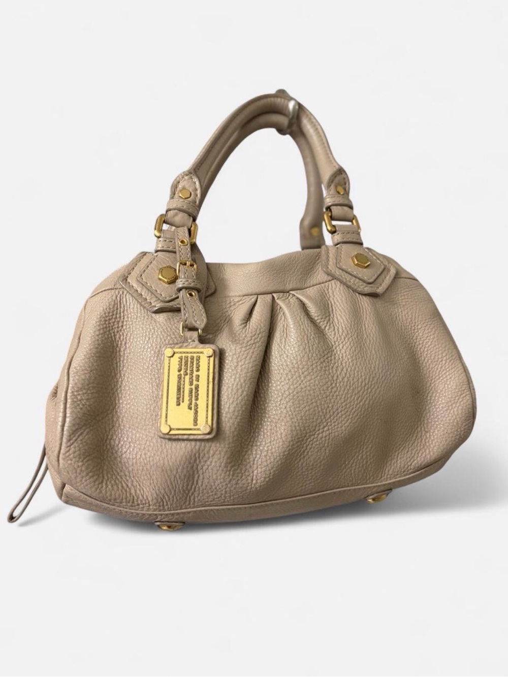 Marc Jacobs Classic Q Baby Groove Leather Cream Handbag with Gold Hardware